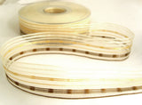 R7023 25mm Naturals, Honey and Brown Sheer Ribbon with Woven Silk Stripes