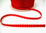 R7030 8mm Red Double Face Satin Ribbon with Picot Feather Edges