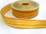R7050C 25mm Yellows, Cream and Gold Metallic, Solid and Sheer Striped Ribbon