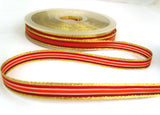 R7058 8mm Burgundy,Red,Orange and Gold Solid and Sheer Striped Ribbon