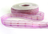 R7089 15mm Lilacs Sheer Ribbon with Woven Silk Stripes by Berisfords