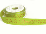 R7332 25mm "CACAO CHOCO" Design Ribbon by Berisfords with Wire Edges