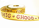 R7333 27mm CHOCO CHIC Design Ribbon by Berisfords, Wire Edged