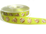 R7349C 16mm Green and Brown Christmas Design Printed Ribbon by Berisfords