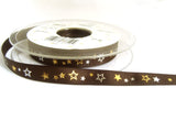 R7353 10mm Brown, Gold and Silver Star Design Ribbon by Berisfords