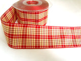 R7376 50mm Red, Cream, Black and White Tartan Ribbon by Berisfords