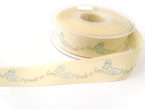 R7359 25mm Natural Rustic Taffeta Ribbon. "Peek a Boo" Design