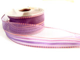 R7456 40mm Lilacs Sheer and Silk Striped Ribbon with Banded Borders