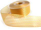 R7488 40mm Honey Gold Satin and Sheer Stripe Ribbon