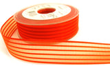 R7493 25mm Orange Delight Satin and Sheer Stripe Ribbon