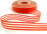 R7495 15mm Flame Orange Satin and Sheer Stripe Ribbon