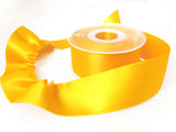 R7573 40mm Sunshine Yellow Double Satin Ribbon with a Gather Stitch Edge