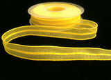 R7521 15mm Yellow Sheer Ribbon with Silk Borders and Banded Centre Stripe