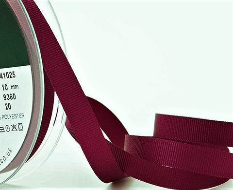 R7623 10mm Wine Polyester Grosgrain Ribbon by Berisfords