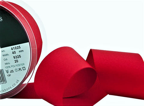 R7671 40mm Red Polyester Grosgrain Ribbon by Berisfords