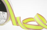 R7707 15mm Yellow Neon Oatmeal Stripe Rustic Grosgrain Ribbon by Berisfords