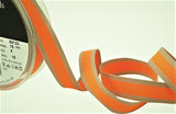 R7710 15mm Orange Neon Oatmeal Stripe Grosgrain Ribbon by Berisfords