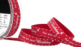 R7731 15mm Red Rustic Taffeta Printed Ribbon For you on your Birthday