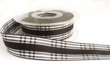 R7758 25mm Black and White Candy Check Gingham Ribbon by Berisfords