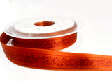 R7791 16mm Tonal Rust Satin Ribbon with a Flowery Design