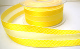 R7807 33mm Yellow Sheer Ribbon with Woven Jacquard Satin Borders - Ribbonmoon