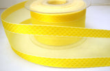R7809 48mm Yellow Sheer Ribbon with Woven Jacquard Satin Borders - Ribbonmoon