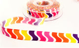 R7957 16mm Multi-Coloured Vagues Design Taffeta Ribbon by Berisfords