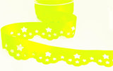R7960 32mm Fluorescent Yellow Satin Scatter Star Ribbon by Berisfords