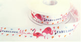R8001 25mm White Satin Ribbon FABULOUS Mum Print by Berisfords