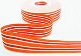 R8380 27mm Orange-Red-White Striped Grosgrain Ribbon by Berisfords