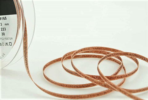 R8524 3mm Copper Metallic Lame Ribbon by Berisfords