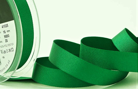 R8553 16mm Emerald Green Polyester Grosgrain Ribbon by Berisfords