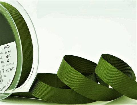 R8563 16mm Moss Green Polyester Grosgrain Ribbon by Berisfords
