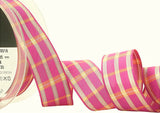 R8640 25mm Fuchsia Pink Regal Tartan Check Ribbon by Berisfords