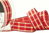 R8641 25mm Scarlet Red Regal Tartan Check Ribbon by Berisfords