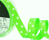 R8661 16mm Fluorescent Green Polka Dot Spotty Grosgrain Ribbon, Berisfords