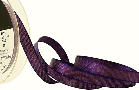 R8662 10mm Liberty Purple-Metallic Gold Glitter Satin Ribbon, Berisfords