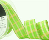 R8690 25mm Apple Green Regal Tartan Check Ribbon by Berisfords