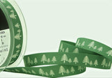 R8712 15mm Green Rustic Taffeta Festive Forest Ribbon by Berisfords