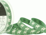 R8720 15mm Green Rustic Natural Charms Moose Ribbon by Berisfords