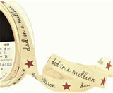 R8733 15mm Dad in a Million Printed Rustic Taffeta Ribbon by Berisfords