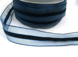 R8851 23mm Royal Blue Sheer Ribbon with a Navy 6mm Centre Velvet Stripe