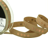 R8853 15mm Oatmeal-Metallic Rose Gold Rustic Taffeta Christmas Ribbon