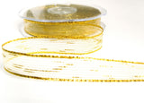 R8857 15mm Gold Metallic Mesh Ribbon with Lurex Borders