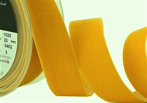 R8945 22mm Gold Yellow Nylon Velvet Ribbon by Berisfords