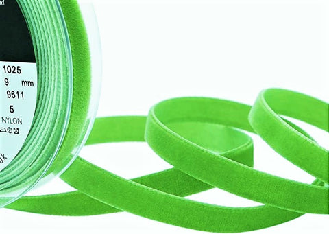 R8998 36mm Reseda (Lime Green) Nylon Velvet Ribbon by Berisfords