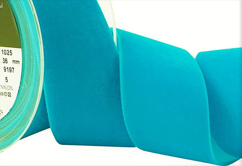 R8986 36mm Venetian Blue Nylon Velvet Ribbon by Berisfords
