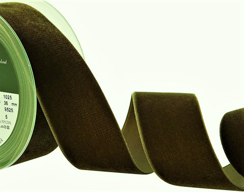 R9000 36mm Brown Nylon Velvet Ribbon by Berisfords