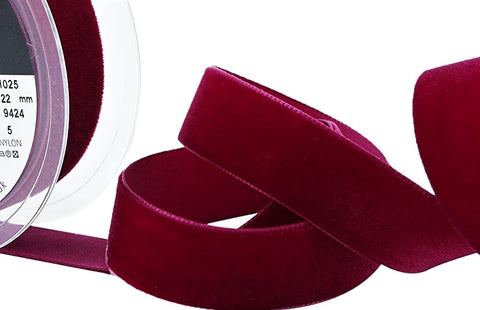 R9042 22mm Wine Nylon Velvet Ribbon by Berisfords