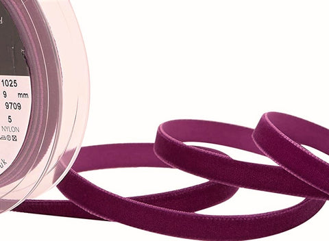 R9060 9mm Fuchsia (Purple) Nylon Velvet Ribbon by Berisfords
